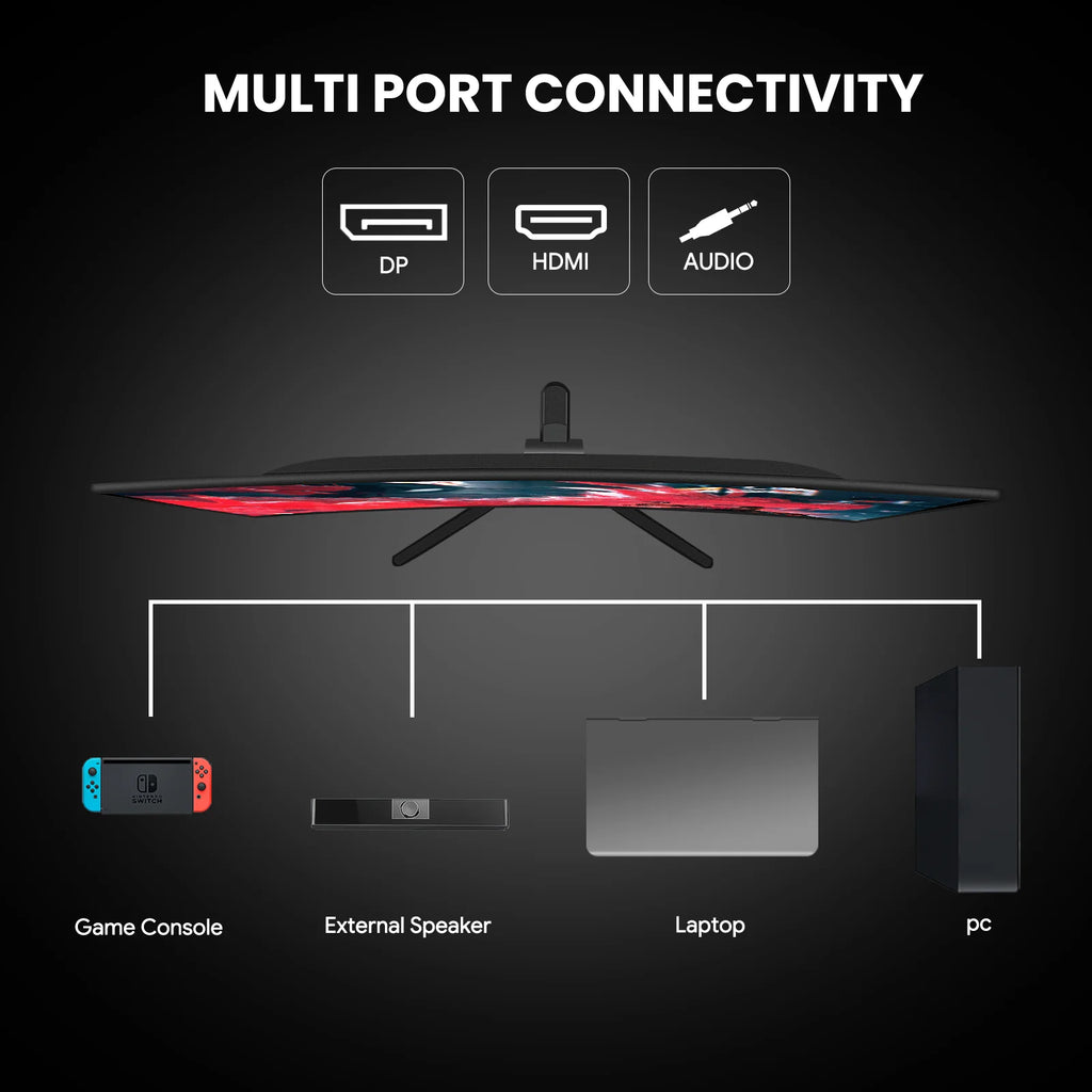 24" 200Hz Gaming Monitor,Ips Panel,Fhd 1080P, Built-In Speakers, 120% Srgb, Freesync, Black