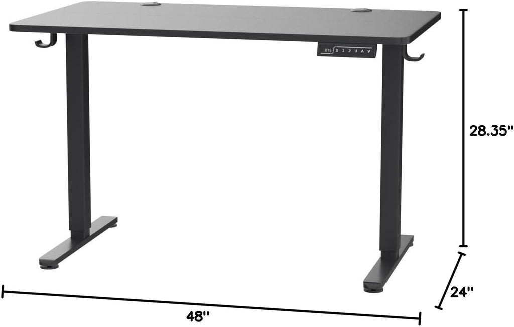 Height Adjustable Electric Standing Desk, 47.2 X 23.6 Inches Sit Stand up Desk, Memory Computer Home Office Desk with Two-Piece Desktop (Black)